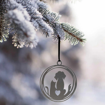 Christmas tree ornament with cat and dog