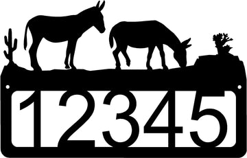 Donkeys in the Desert House Number Sign