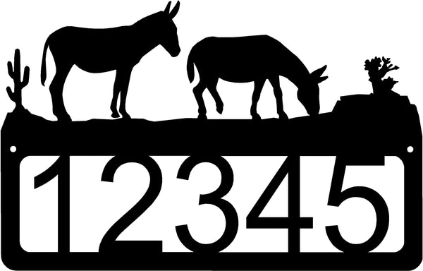 Donkeys in the Desert House Number Sign