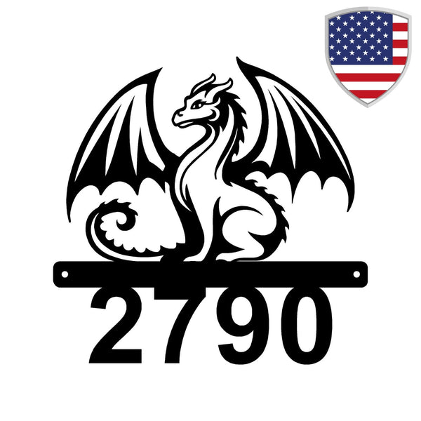 Graceful Dragon Address Sign – Open Number Metal Art The Metal Peddler