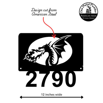 Fire Dragon Address Sign – Open Number Metal Art The Metal Peddler