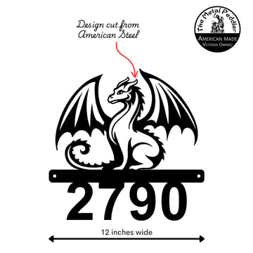 Graceful Dragon Address Sign – Open Number Metal Art The Metal Peddler