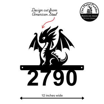 Youthful Dragon Address Sign – Open Number Metal Art The Metal Peddler