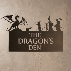 The Dragon’s Den Metal Sign – Fantasy Wall Decor - The Metal Peddler Holiday Decor ["DND","dragon","fantasy","Inv-NT","mto","wall art","wall decor"]