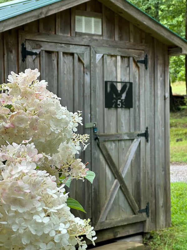 Eagle address sign on a shed