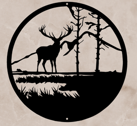 Elk in the Mountains - Metal Wall Art