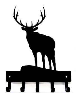 Majestic Elk Silhouette Key Hanger with 5 Hooks