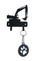 Excavator mini key rack/Leash holder with 2 hooks. Occupations, trades, transportation, construction vehicle