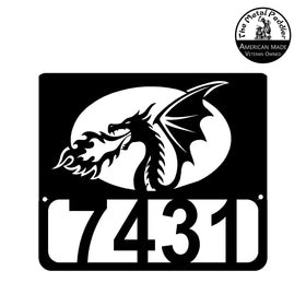 Fire Dragon Address Sign – Framed Number Metal Art The Metal Peddler