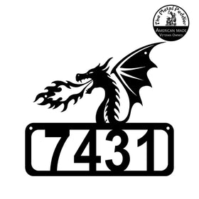 Dragon Head Address Sign –  Framed Number Metal Art The Metal Peddler