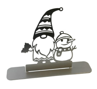Gnome and snowman silver metal holiday decor