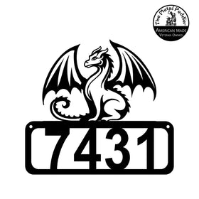 Graceful Dragon Address Sign –  Framed Number Metal Art The Metal Peddler