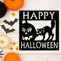 Happy Halloween Cat & Pumpkin Sign - The Metal Peddler Decorative Plaques Fall, Halloween, holiday, porch, wall art, wall decor