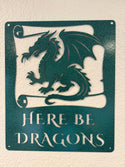 Here Be Dragons Metal Wall Sign -  Bold Fantasy Decor