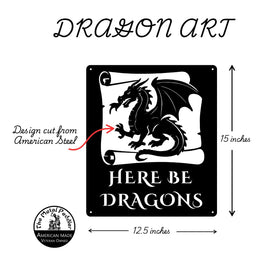 Here Be Dragons Metal Wall Sign – Bold Fantasy Decor The Metal Peddler