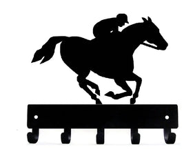 Jockey on Horse Key Rack/ Leash Hanger with 5 hooks