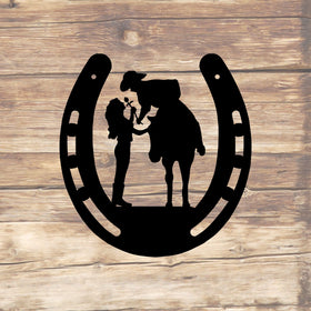 Horseshoe Cowboy & Cowgirl Metal Wall Art