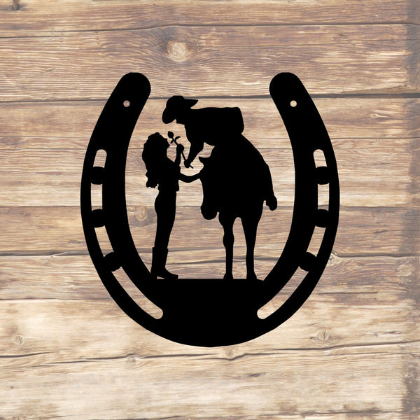 Horseshoe Cowboy & Cowgirl Metal Wall Art
