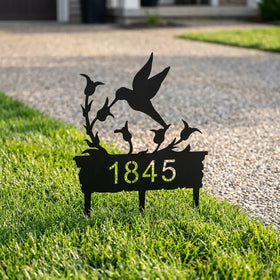 Hummingbird Address Plaque Yard Sign
