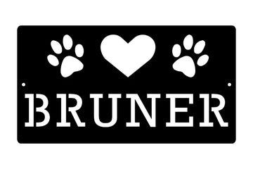 Paws and Heart Address Plaque: Custom Metal Wall Art Sign - 0