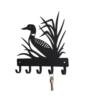 Loon #2 Key Holder with 5 Hooks - The Metal Peddler Key Rack bird, dad, dad wildlife, Inv-T, key rack, loon, not-Dog, wildlife