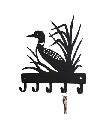 Loon #2 Key Holder with 5 Hooks - The Metal Peddler Key Rack bird, dad, dad wildlife, Inv-T, key rack, loon, not-dog, wildlife