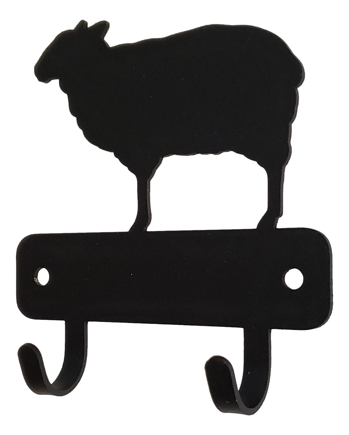 Miniature key hanger with 2 hooks and a cut out sheep 