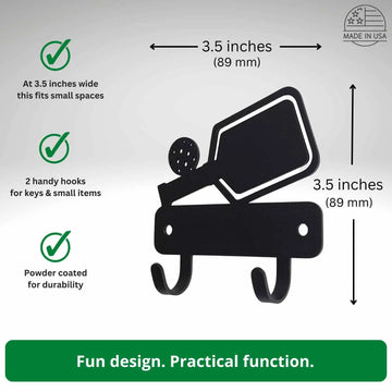 Pickleball Key Hanger with 2 hooks