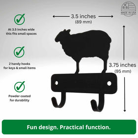 Sheep Mini Key Rack with 2 hooks - The Metal Peddler Key Rack farm, Inv-T, key rack, mini kr, not-dog, sheep