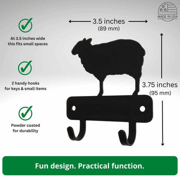 Sheep Mini Key Rack with 2 hooks - The Metal Peddler Key Rack farm, Inv-T, key rack, mini kr, not-dog, sheep