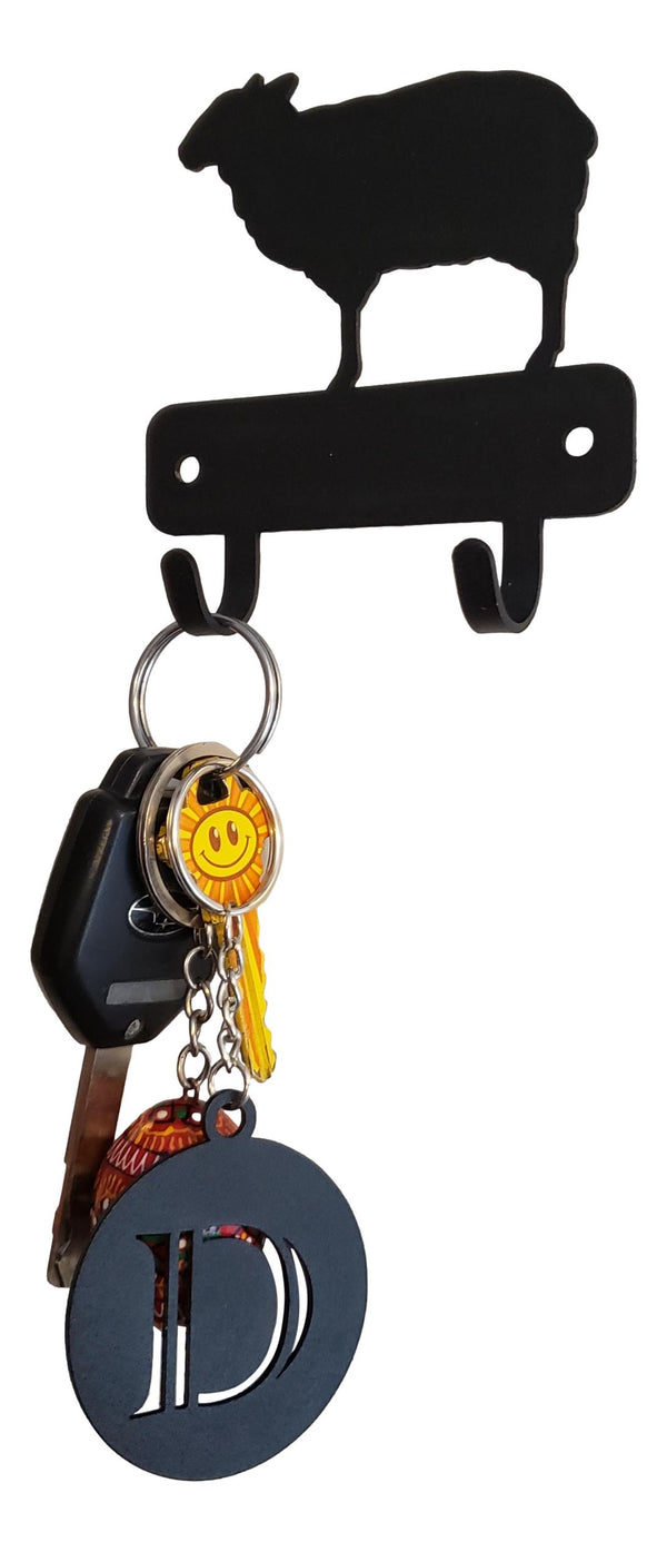 Miniature key hanger with 2 hooks and a cut out sheep