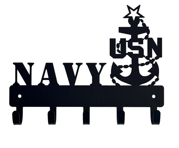 navy-fouled-anchor-1-star-MCPO-Key Rack/ Leash Hanger with 5 hooks