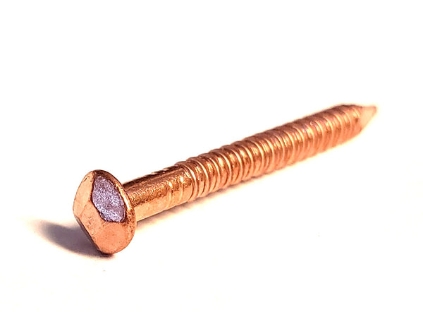 Copper Nails - Threaded with attractive head (10 per pack) - The Metal Peddler Fence post caps copper nails, outdoor copper