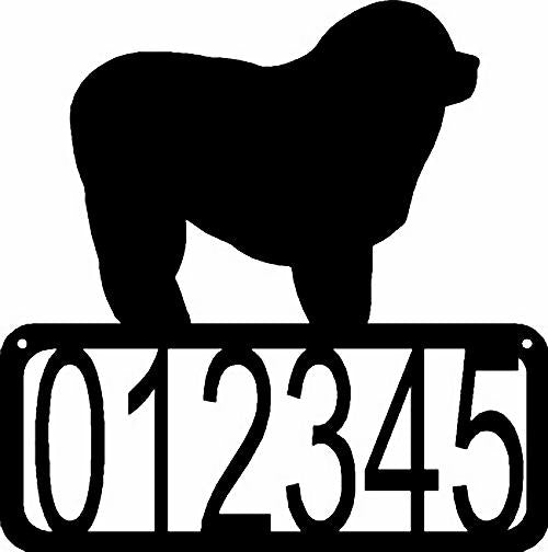 Open Rectangle with numbers inside- Old English Sheepdog Silhouette on top-Old English Sheepdog Address Sign