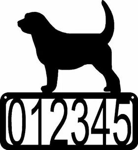 Open Rectangle with customizable numbers inside- Otterhound Silhouette on top-Otterhound Address Sign