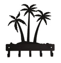 Palm Tree Silhouettes cut from steel, coated black, with 5 hooks for hanging keys.