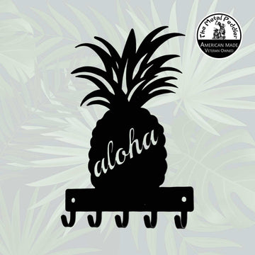 Pineapple Aloha Key Holder with 5 Hooks for Tropical Tastes! The Metal Peddler