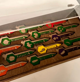 Garden stakes in case