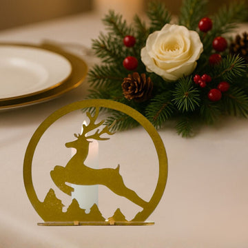 Reindeer Candle Stand in Gold - 0