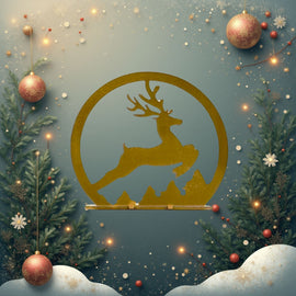 Small Reindeer Metal Decor in Gold