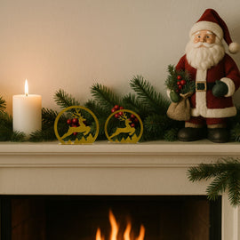 Small Reindeer Metal Decor in Gold - 0