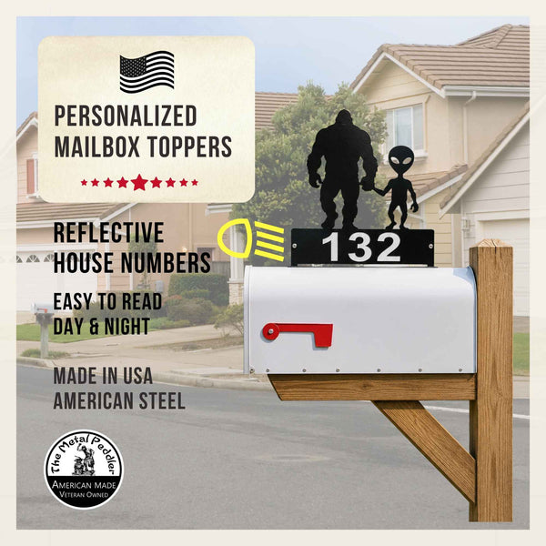 Cat Mailbox Topper with Personalized House Numbers
