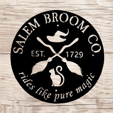 Salem Broom Co. Metal Sign Halloween Decor