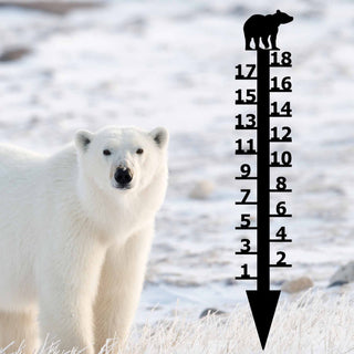 Bear Snow Gauge: Measures up to 18" Snowfall - The Metal Peddler Snow Gauge bear, dad hunting fishing, not-dog, seasonal, snow gauge, wildlife, winter