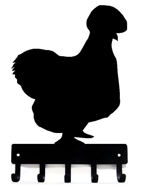 Silkie Chicken #1 Key Rack with 5 Hooks