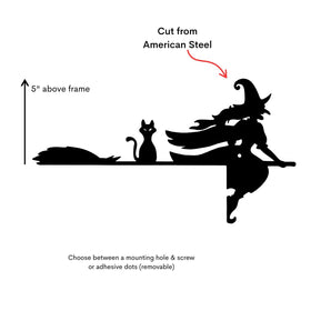 Witch & Cat Corner Silhouette for Window or Door Frames - The Metal Peddler Holiday Decor 02956-Corner Piece: Witch & Cat TheMetalPeddler.com
