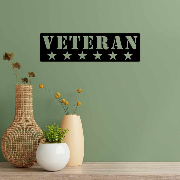 Veteran with Stars Wall Plaque - The Metal Peddler Wall Art dad, hero, military, office, sign, veteran, wall art, wall decor