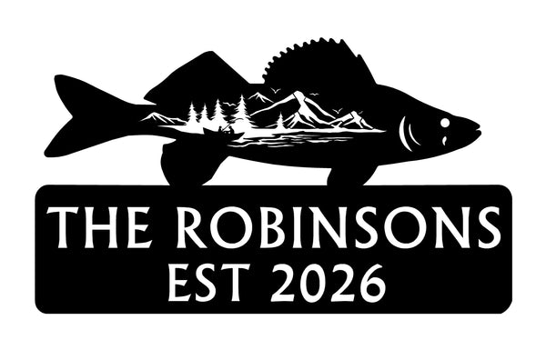 Personalized Walleye Cabin Sign