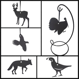 Set of 5 Wildlife Silhouette Christmas Tree Ornaments