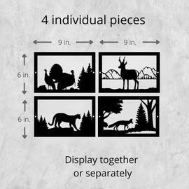 Animals are as shown:
Turkey, Antelope, Mountain Lion, Fox 